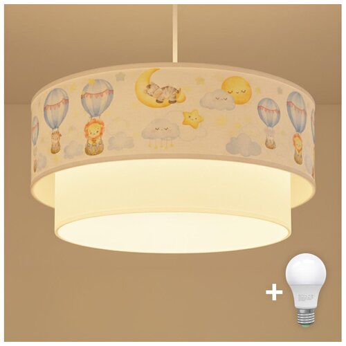  Brilagi - LED dečiji luster na sajli BOBO 1xE27/10W/230V, prečnik 40 cm, bela/bež/sa životinjskim dezenom Cene