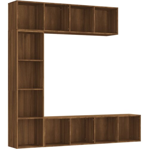 Maison Chic Knjižna omara - Knjižni regal 3-delna rjavi hrast 180x30x180 cm, (21724525) Cene