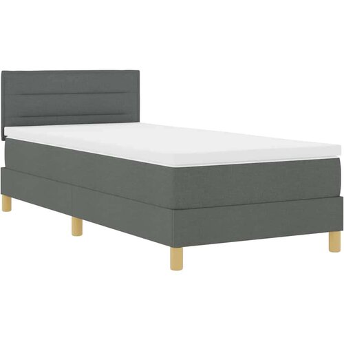 VidaXL Krevet s oprugom s madracem i LED svjetlom Tamnosivi 100x200 cm Tkanina Slike