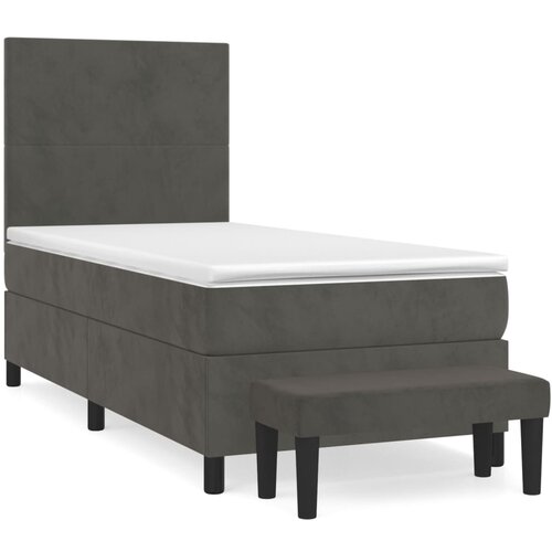 VidaXL Box spring postelja z vzmetnico temno siva 100x200 cm žamet, (20791530) Slike