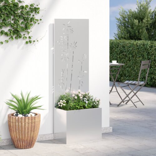 vidaXL Vrtni Sadič s Dekorativnom Pločom Srebrna 50 x 140 cm Cijene