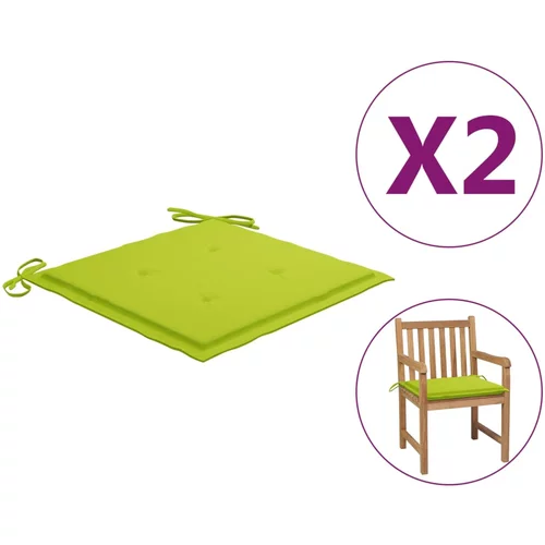 vidaXL Blazine za vrtne stole 2 kosa svetlo zelene 50x50x3 cm blago