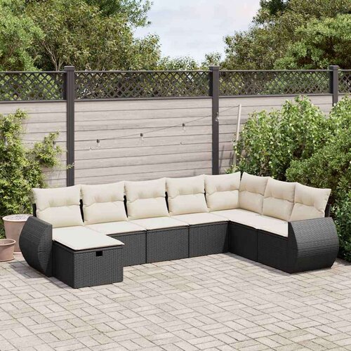 vidaXL 8-dijelni set vrtnih sofa od poliratana s jastucima crni Cijene