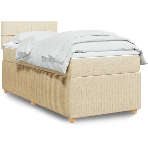 VidaXL Krevet s oprugama i madracem krem 90 x 200 cm od tkanine Slike