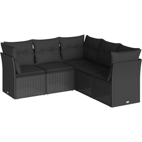 Maison Chic Seti vrtnega pohištva - Vrtna garnitura - Vrtni pohištvo set 5-delna z blazinami črn poli ratan, (21816177) Cene