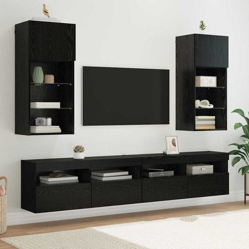  Zidni TV ormari Zidne 2 pcs Crni hrast 40,5 x 30 x 90 cm Cene