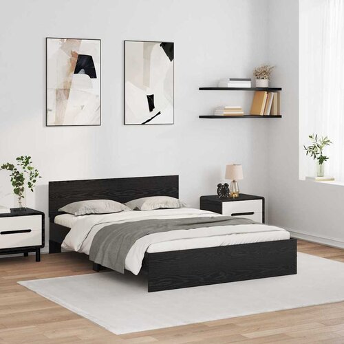 vidaXL Konstrukcija postelje z LED lučmi Črna Orehovina 120 x 200 cm Cene