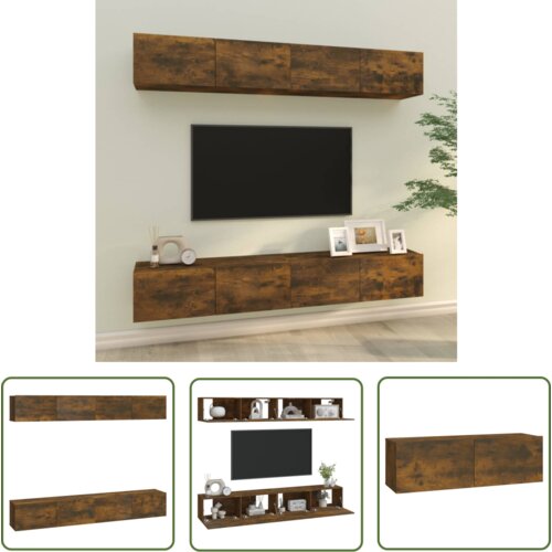 The Living Store Stenske TV omarice 4 kosi dimljeni hrast 100x30x30 cm - Stenska TV Omarica, (21738330) Cene