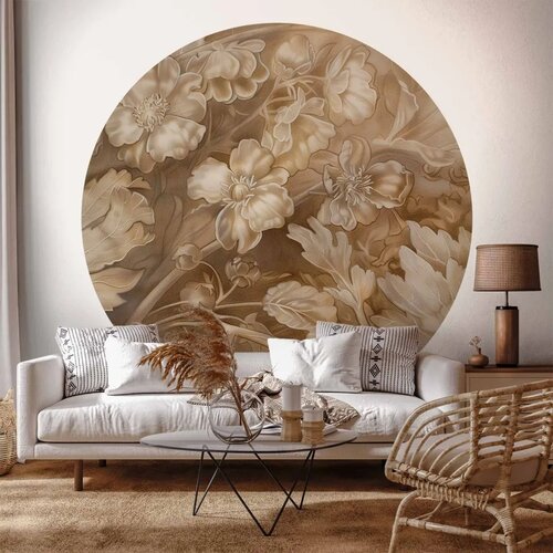  Okrugla fototapeta - Carved plant and flower ornaments 180x180 Cene