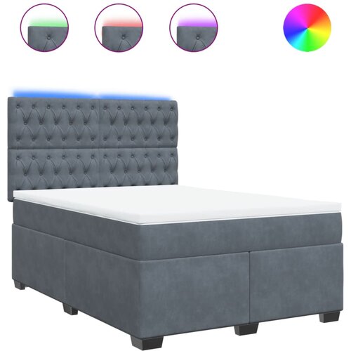vidaXL Box spring posteljni z vzmetnico temno siv 140x190 cm žamet, (21309408) Cene