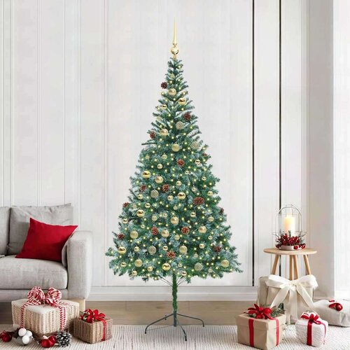 vidaXL Umestno božično drevo med 300 LED Zelena 210 cm PVC in Jeklo Cene