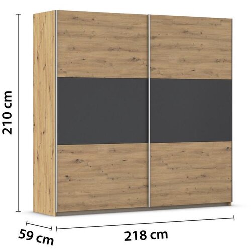 XXXL omara z drsnimi vrati foster, hrast, siva, 218 cm Slike