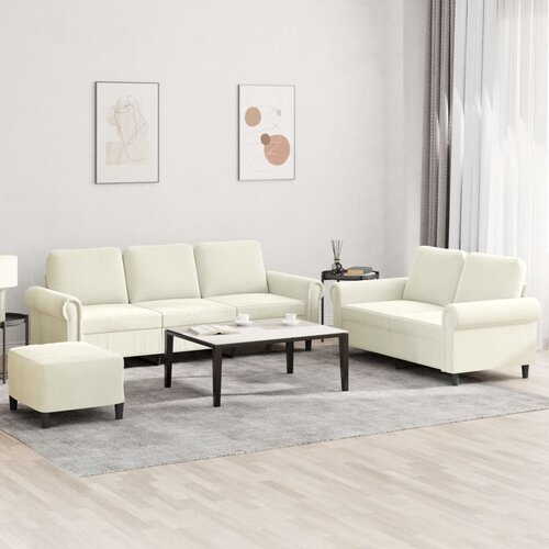 vidaXL 3-dijelni set sofa s jastucima krem baršunasti Cijene