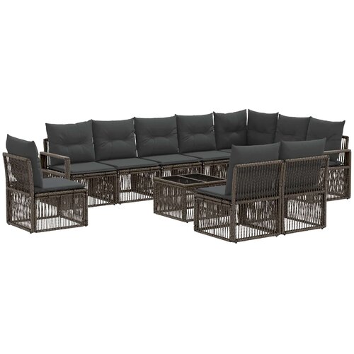 vidaXL Vrtna sedežna garnitura 11 pcs Siva poli ratan, (5000270450) Cene
