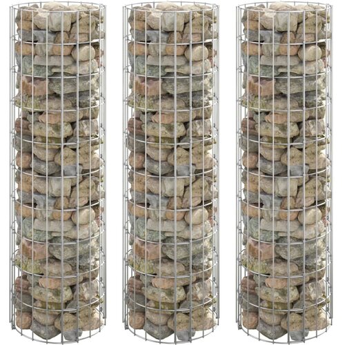 Furnova Okrogle visoke grede gabion 3 kosi pocinkano jeklo Ø30x100 cm, (21921795) Cene