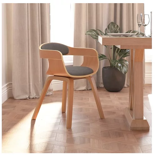  Jedilni stol svetlo siv ukrivljen les in blago