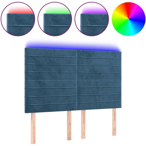 Maison Chic led posteljno vzglavje - vzglavna omarica - nočna omarica temno modro 144x5x118/128 cm žamet, (21711115) Cene