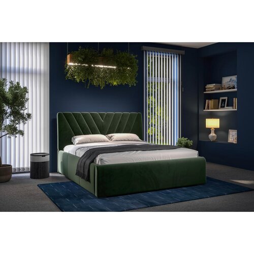 Boxxx OBLAZINJENA POSTELJA 160 cm x 200 cm , tekstil temno zelena Slike