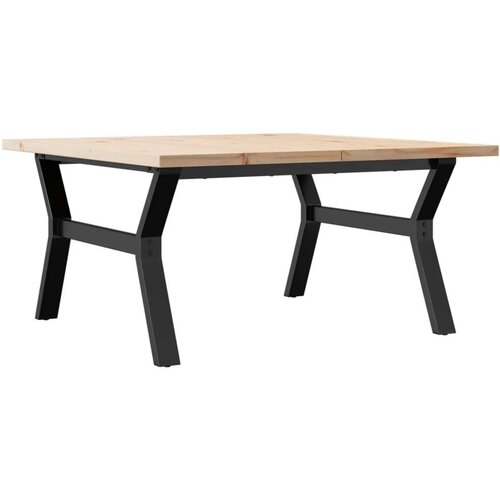 vidaXL Klubska mizica Y okvir 90x90x45,5 cm trdna borovina lito železo Cene