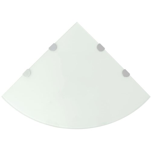 VidaXL Kotna Polica s Kromirano Podporo Steklo Bela 45x45 cm, (20622290) Slike