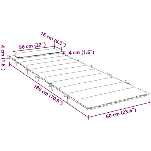  Jastuk za ležaljku vi&amp;scaron;ebojni 180x60x4 cm od tkanine Oxford Slike