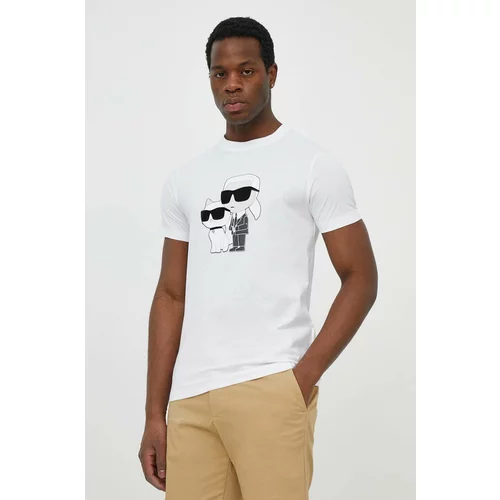 Karl Lagerfeld Bombažna kratka majica moški, bela barva