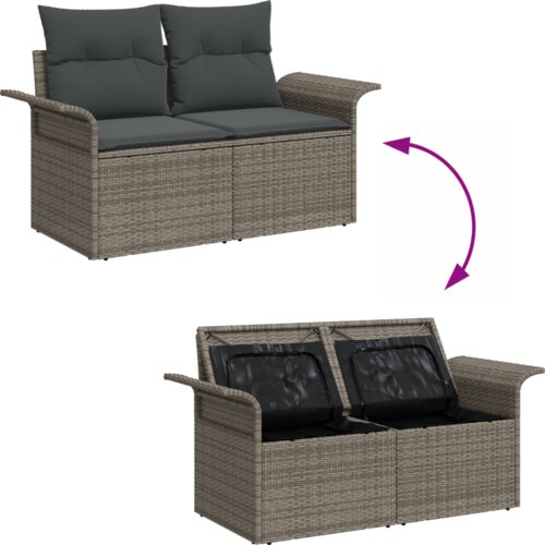 vidaXL 9-dijelni set vrtnih sofa s jastučićima sivi poli ratan Cijene