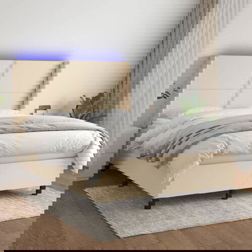 The Living Store Box spring postelja z vzmetnico LED krem 140x200 cm blago - Box Spring Postelja, (21516631) Slike
