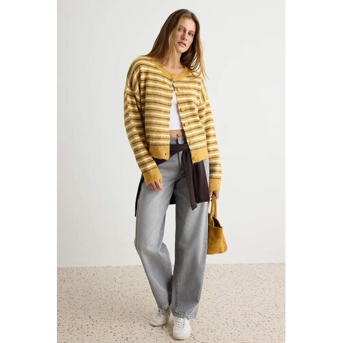 TRENDYOLMILLA Trendyol ženski duks Mustard*001 Alpaca Wool Mixed Wide Fit Knitwear Cardigan, žuta Cene