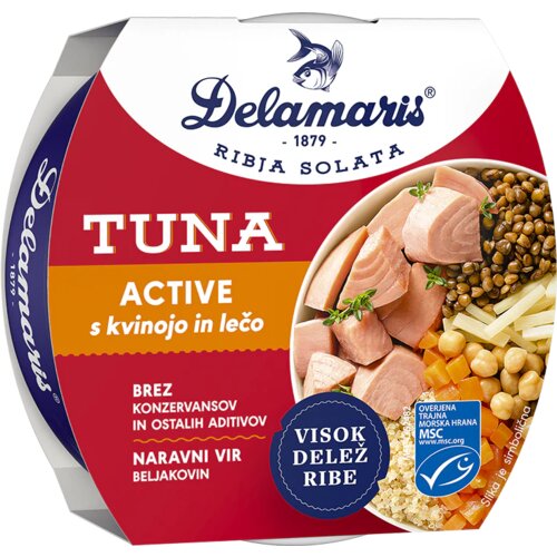 Nepoznato Tuna salata DELAMARIS active kinoa i sočivo 170g Cene