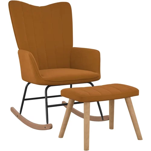 vidaXL Gugalni stol s stolčkom rjav žamet