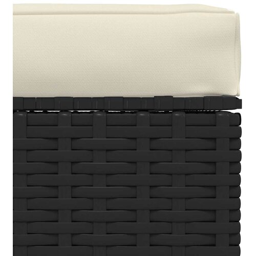  Vrtni tabure s jastukom crni 70 x 70 x 30 cm od poliratana Slike