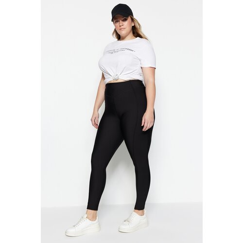 Trendyol Curve Plus Size Sports Leggings - Black - High Waist Slike