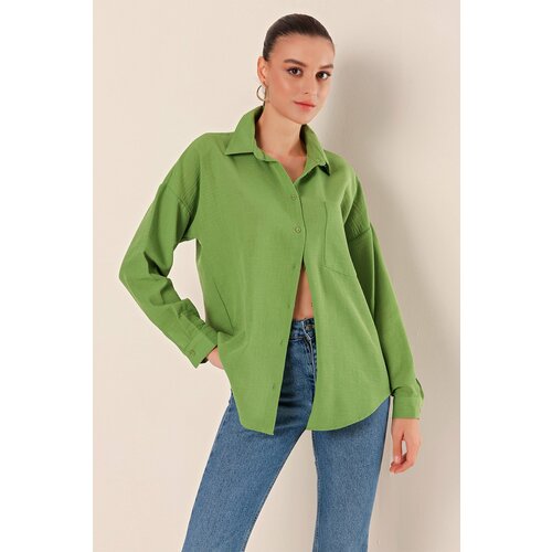 Bigdart 20153 Single Pocket Oversize Shirt - E.Green Slike
