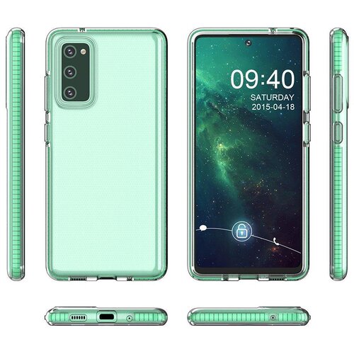 Spring Case prozoren za&amp;scaron;čitni gel ovitek z barvnim robom za Samsung Galaxy A12 / Galaxy M12 mint Slike