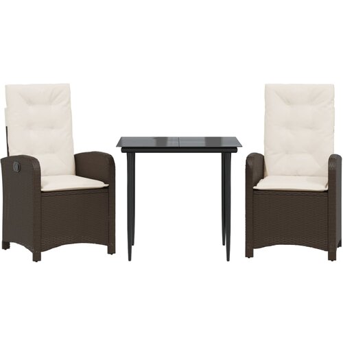  5-dijelni vrtni blagovaonski set s jastucima poliratan smeđi Smeđa 140 cm table length Slike