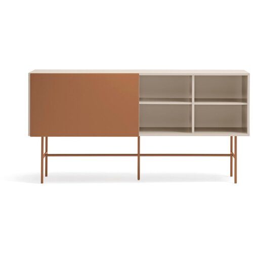 Teulat Opečnato oranžna/bež nizka komoda z drsnimi vrati 180x91 cm Nube &amp;ndash; Slike