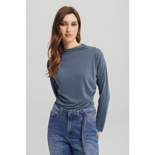 Legendww zenska plava majica dugih rukava sa naborima Cene