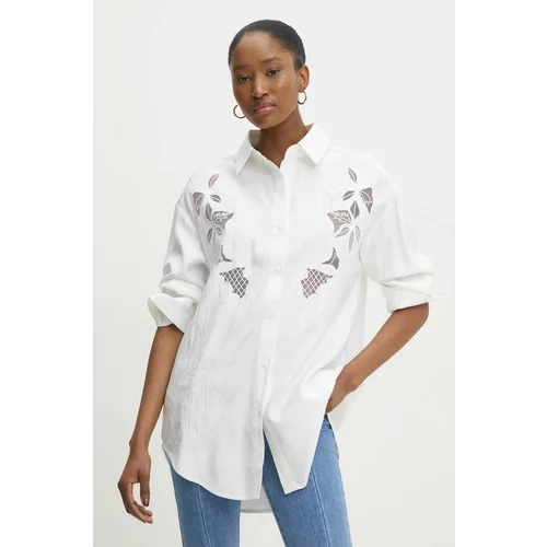 Answear Lab Košulja za žene, boja: bijela, relaxed, s klasičnim ovratnikom
