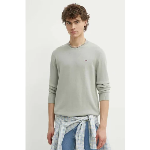 Tommy Jeans Bombažen pulover siva barva