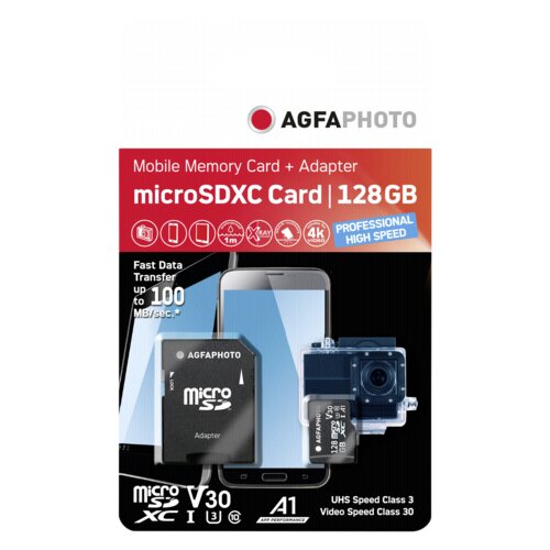 Agfaphoto gfaPhoto MicroSDXC UHS I 128GB Prof. High Speed U3 / V30 / A1 Cijene