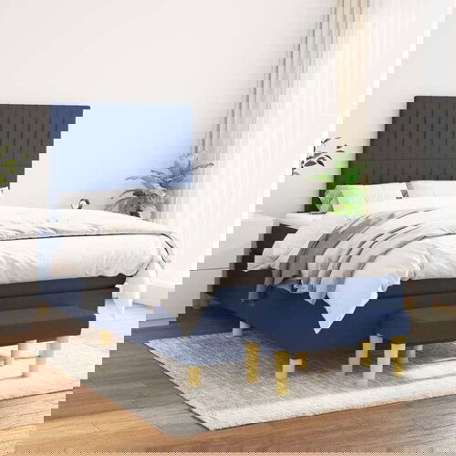 Krevet s oprugama i madracem plavi 120 x 200 cm od tkanine Slike