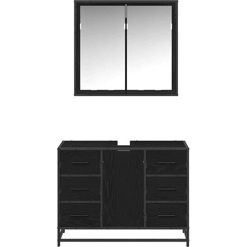  Set namje&amp;scaron;taja za kupaonicu 2 kom. Crni hrast 80 x 33 x 60 cm Slike