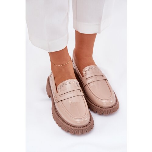 Boto Ladies Patent Moccasins With Decoration Beige Nallae Cene