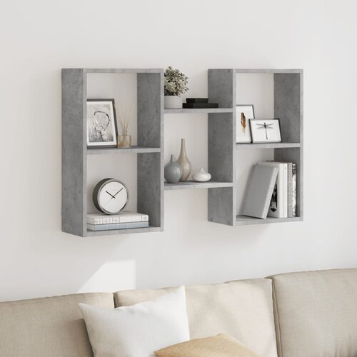 VidaXL Stenska polica betonsko siva 96x18x60 cm inženirski les Slike