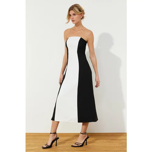 Trendyol Black A-Line Strapless Woven Dress with Detachable Straps