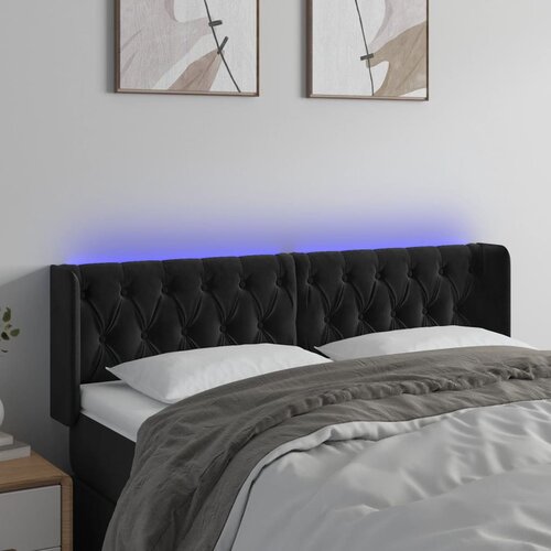 The Living Store led posteljno vzglavje črno 163x16x78/88 cm žamet - led vzglavje, (21418527) Slike