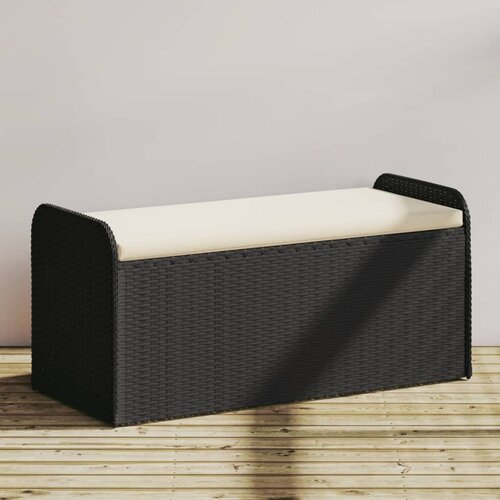  The Living Store Klop z blazino črna 115x51x52 cm poli ratan - Klop S Prostorom Za Shranjevanje, (21443792) Cene