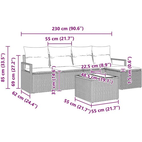  Set sofe 6 kom. Bež poliratan 230 x 117 x 85 cm Slike