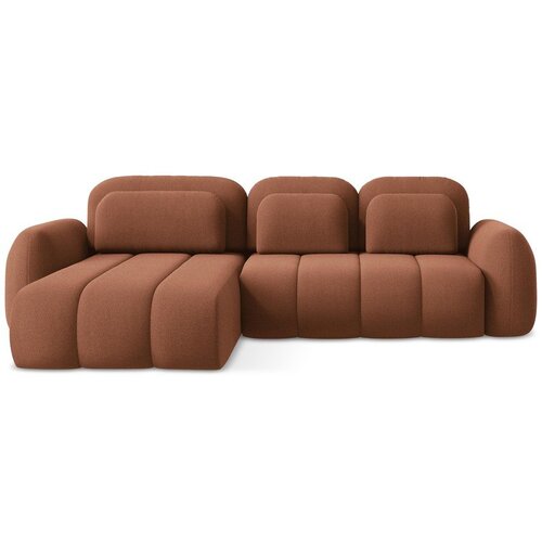 Makamii Sklopiva/s prostorom za odlaganje kutna garnitura od bouclé tkanine boja terakote (s lijevim kutom/s ležaljkom) Pele – Cijene